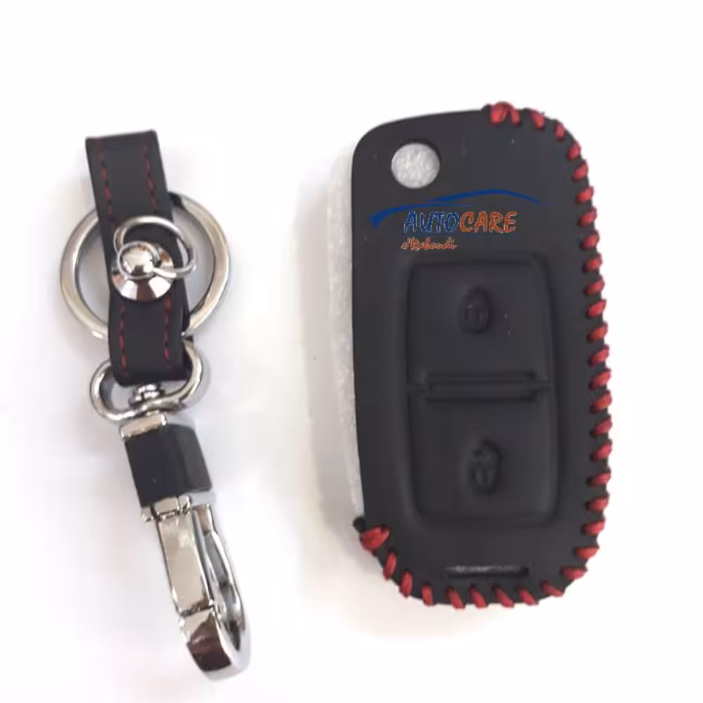 Coque Clé Pour Vw 2 Boutons En Similicuir
