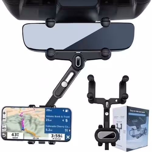 Support Téléphone Rétroviseur Universel Rotatif À 360°