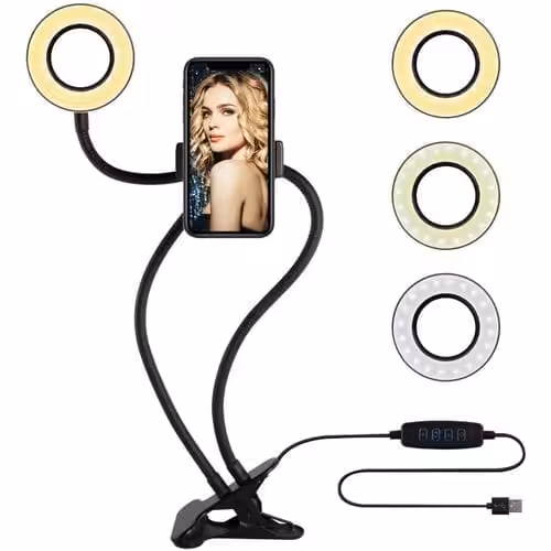 Usb Selfie Ring Light Avec Clip Support De Téléphone Portable