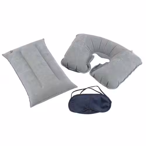 Set De Voyage – 2 Coussins Gonflable avec Masque De Nuit