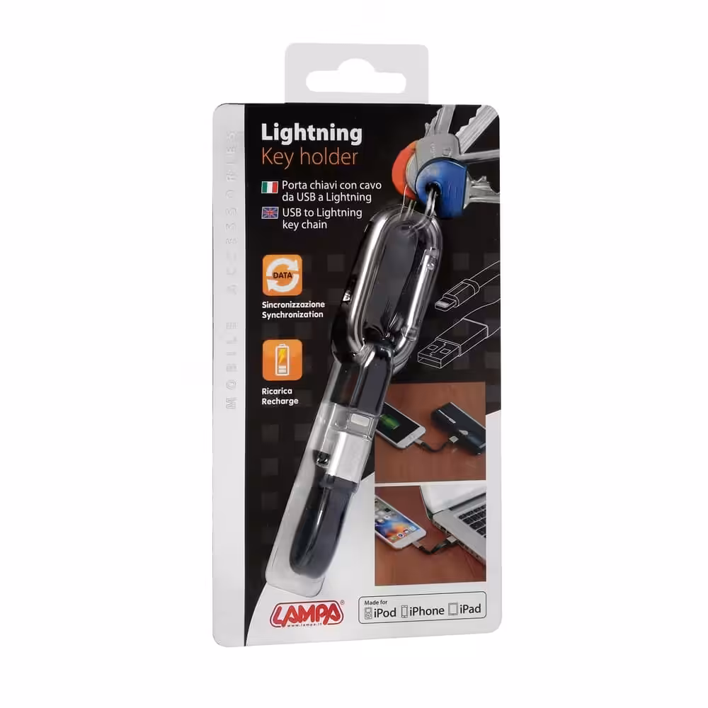 Porte-clé avec câble USB> Lightning, 10 cm – Blister
