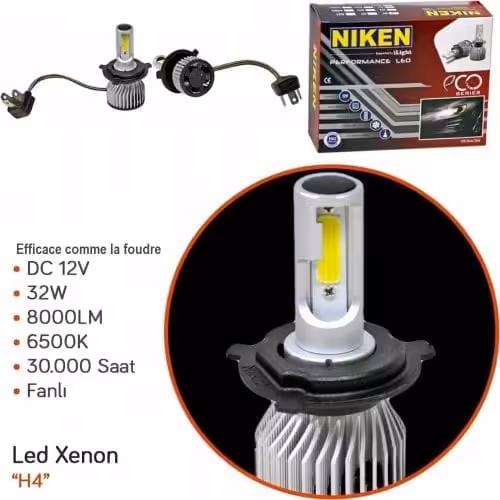 Lampe Led Xénon Eco H4 -40W De Puissance Et 8000Lm De Flux Lumineux