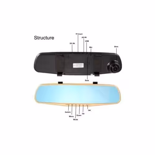 Rétroviseur Véhicule Black Box Dvr Gris – Double Caméra