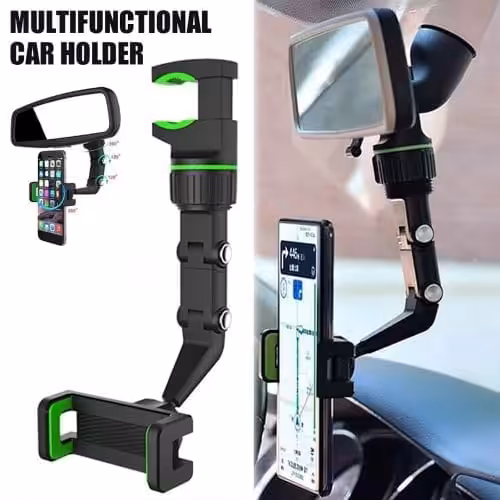 Support De Téléphone Multifonction Rétroviseur De Voiture Avec Rotation À 360°, Réglable