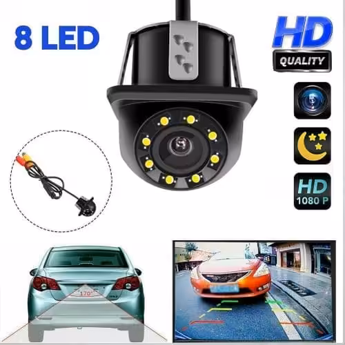 Caméra De Recul Hd 170 °, Étanche, Avec 8 Led