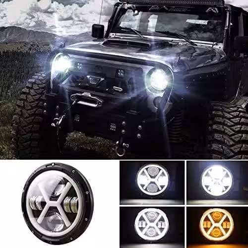 1 Pièce Phare Avant X Led Phares Lampes For Jeep Wrangler, Avec Angel Eyexy