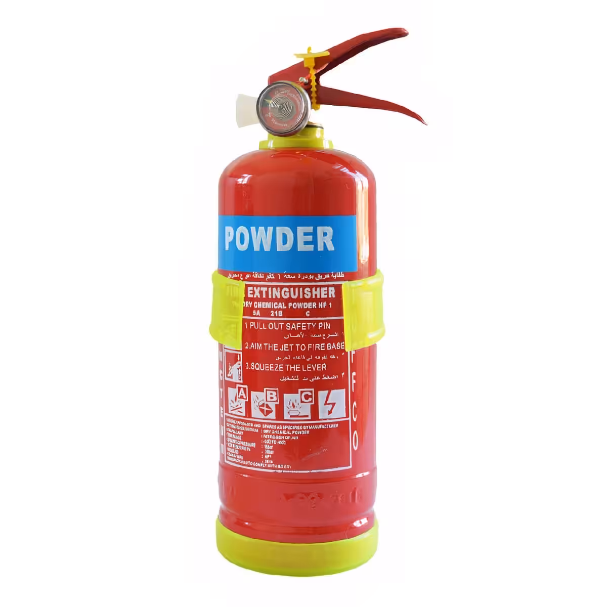 Extincteur à poudre ABC charge 1 kg avec support PVC