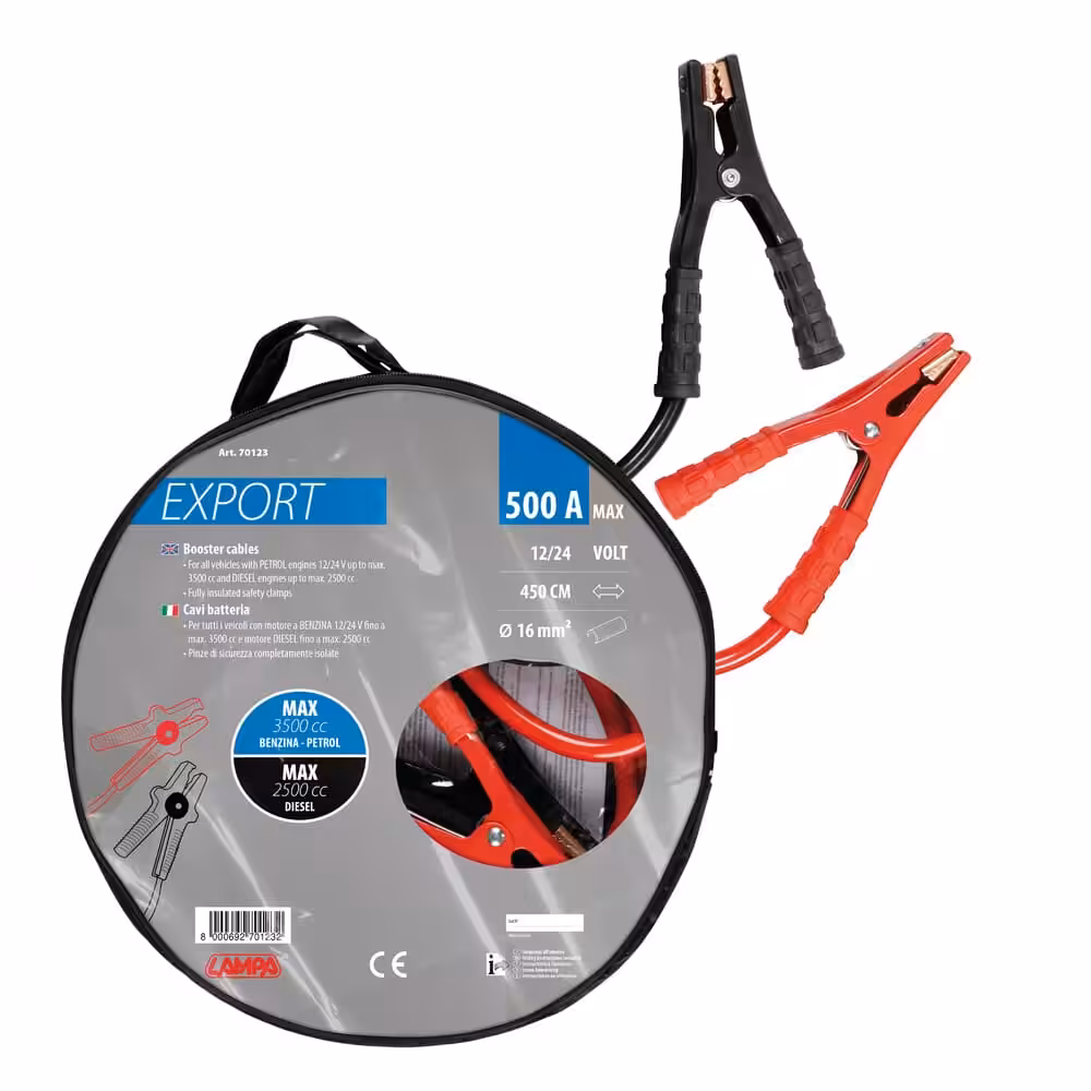 Câbles batterie Export 12/24V – 450 cm – 500 A – 16 mm²