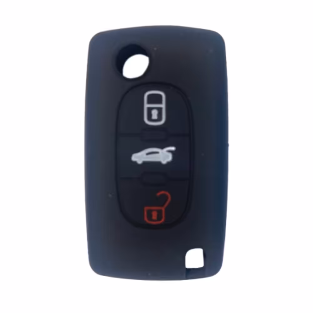 Coque de protection en silicone pour clé de voiture Peujeot 3 Boutons