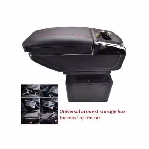 Accoudoir De Voiture Universel Noir Rouge