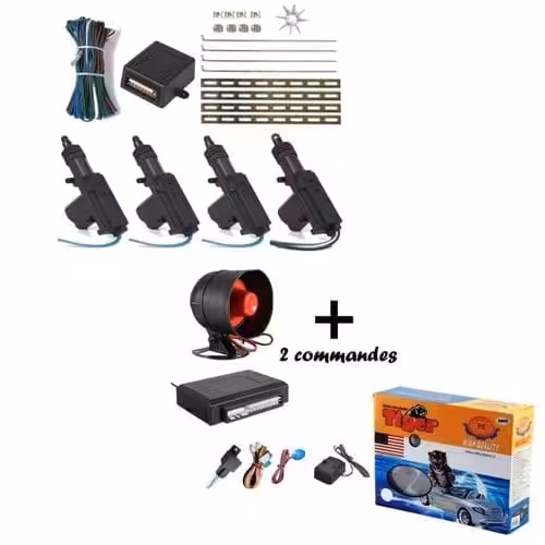 Pack De Sécurité N°2: Kit Système D’Alarme De Voiture + Fermeture Centrale