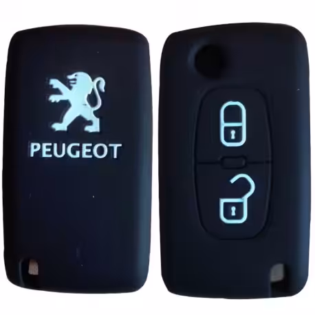 Coque de protection en silicone pour clé de voiture Peujeot 2 Boutons