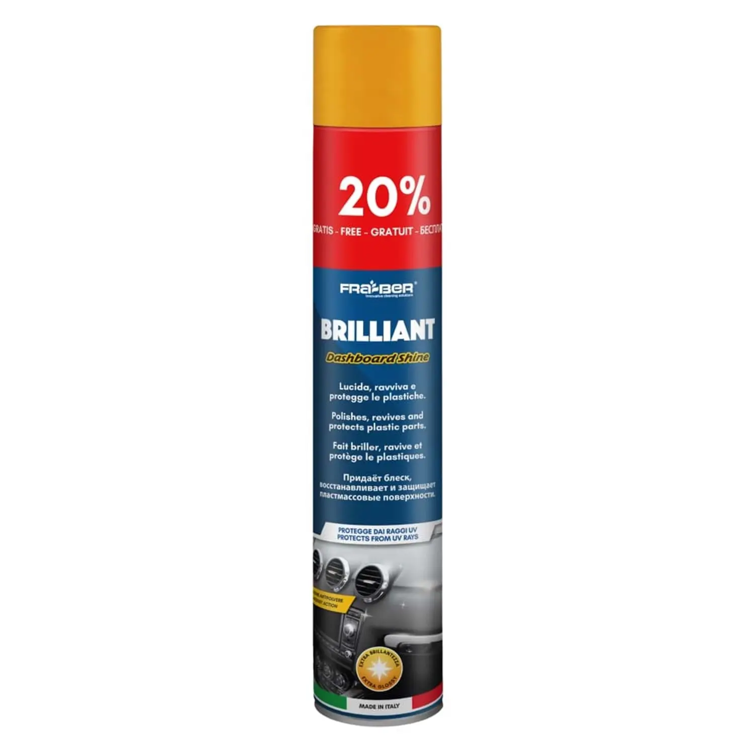 Nettoyant et lustrant Antistatique Brillant Pour Plastiques Intérieurs, parfum vanille – 750 ml