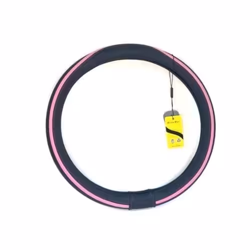 Couvre Volant Similicuir – Black /Pink Line