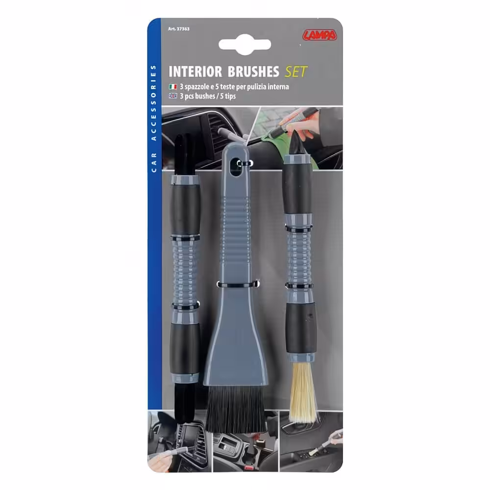 Detail Brushes, jeu de 3 brosses et 5 têtes pour nettoyage intérieur