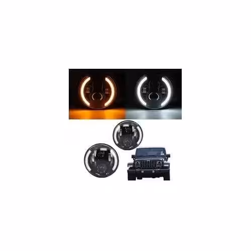 1 Pièce Phare Avant Led De Forme Ronde Pour Jeep Wrangler Jk Lj Tj Cj C Greenct